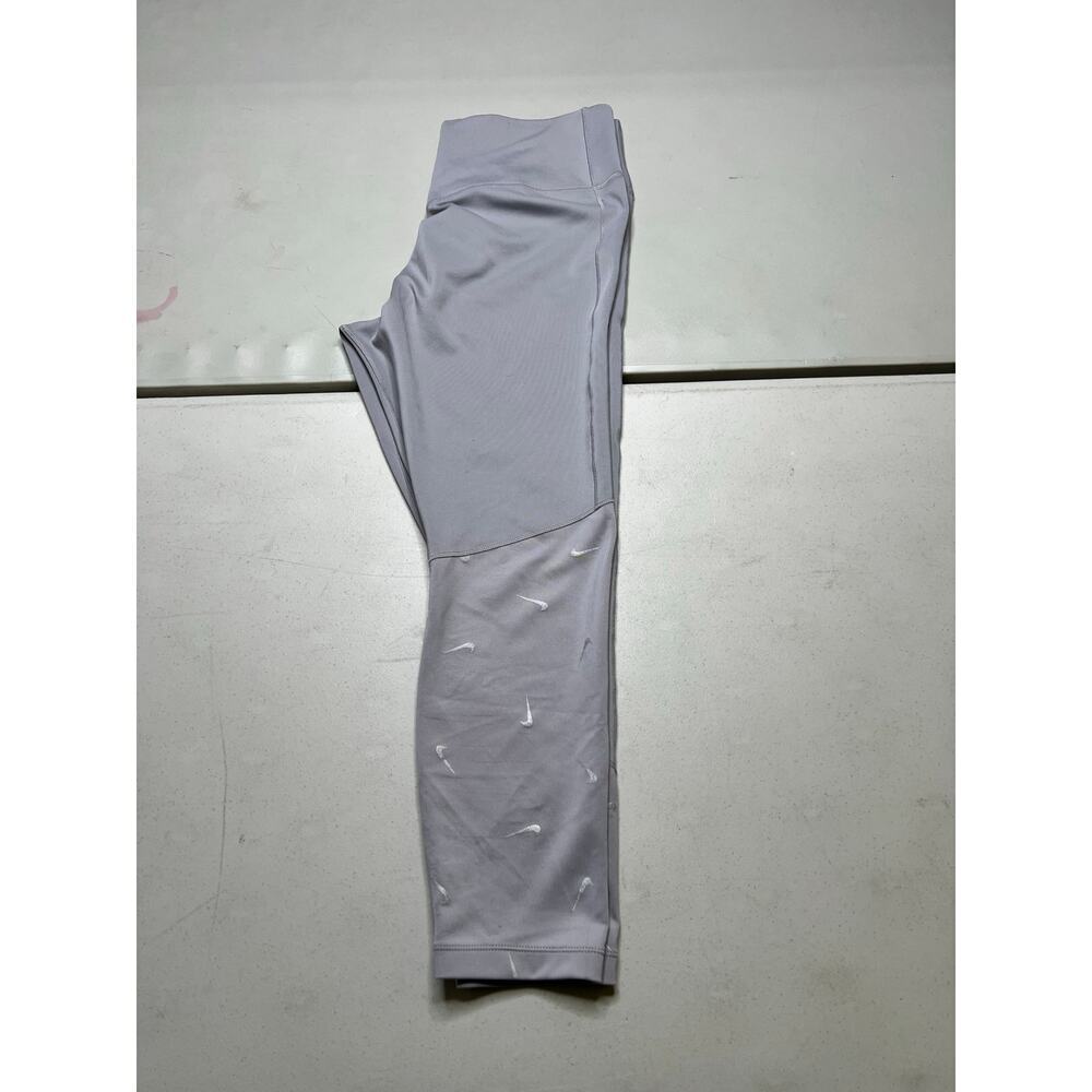Nike DRI-FIT SWOOSH 7/8 LEGGINGS IN GRAY-GREY women size Large - gym workout - Picture 8 of 11